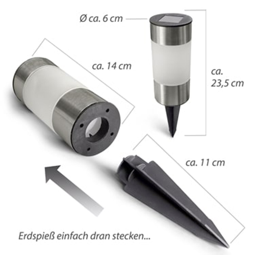 ESW-248_03 EAXUS Garten Solarleuchte Big Tube mit Erdspieß Outdoor