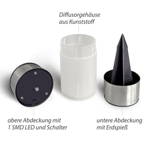 ESW-248_05 EAXUS Garten Solarleuchte Big Tube mit Erdspieß Outdoor